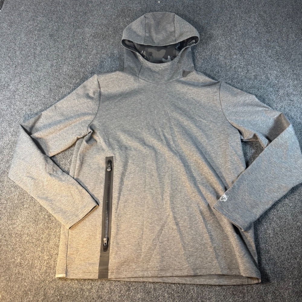 Greyson Clothiers Mens Heather Grey Tech Pullover Hoodie Camo Lining Size M